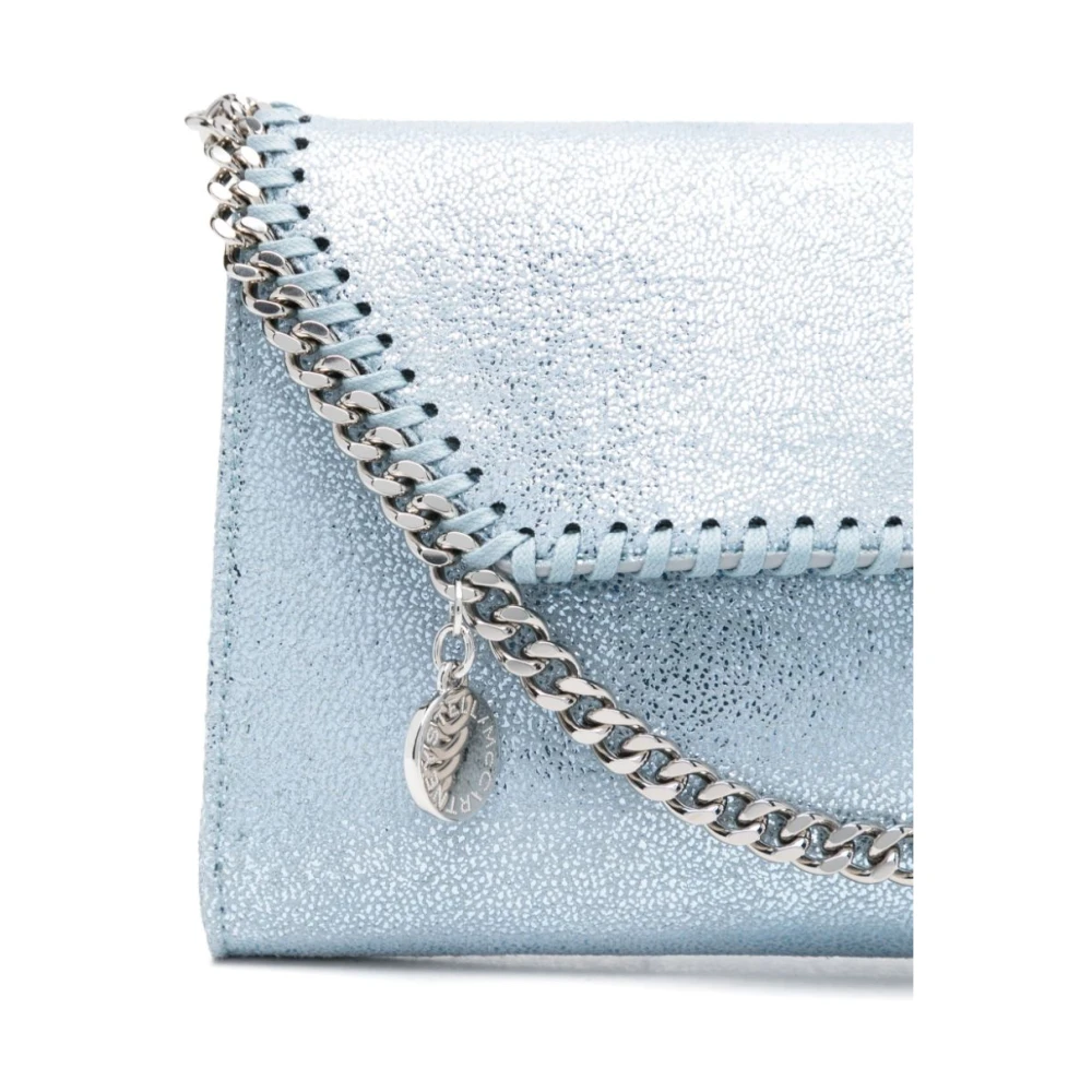 Stella Mccartney Blauwe Metallic Ketting-Schoudertas Blue Dames
