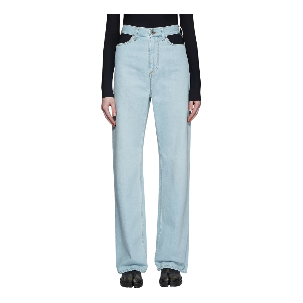 Maison Margiela Cut-Out Panel Straight-Leg Jeans - Female - Bootcut Jeans - Blue - 3XS - Jeans