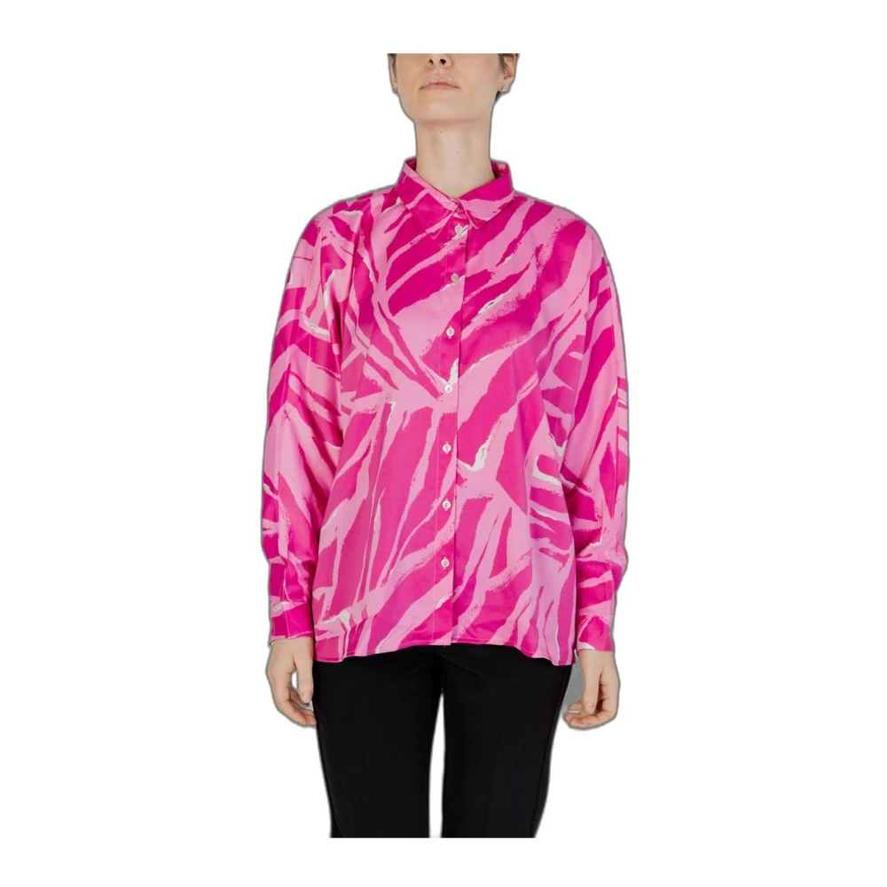 Only Roze Abstract Print Lange Mouwen Shirt Pink Dames