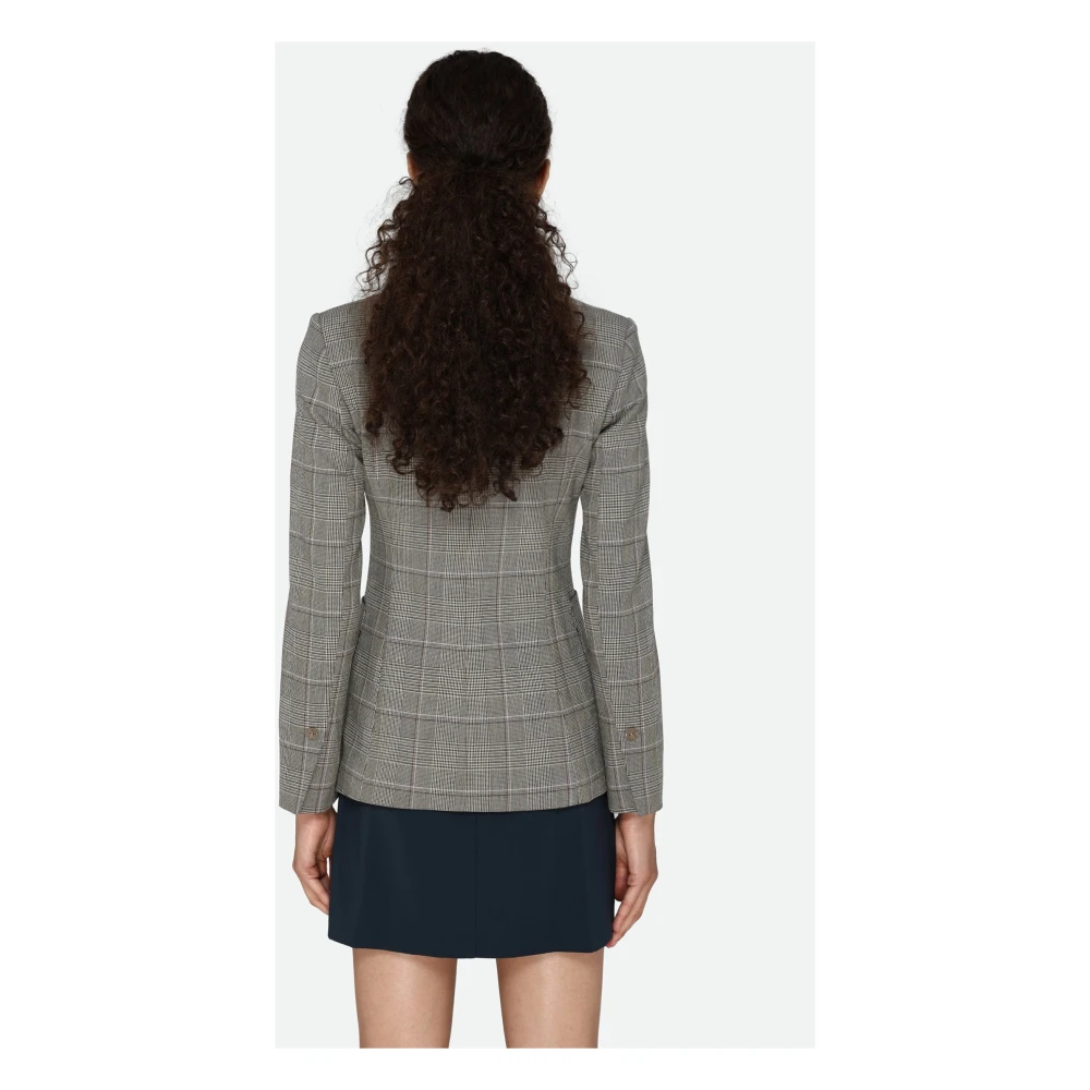 PATRIZIA PEPE Multicolor Geruite Blazer Slim Fit Gray Dames