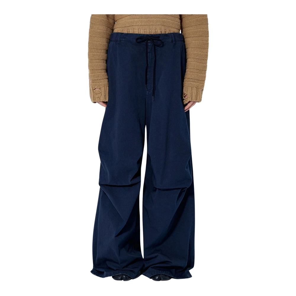 Mm6 Maison Margiela , Wide Trousers, Female, Blue, 2XS, Drawstring Trousers - Image 3