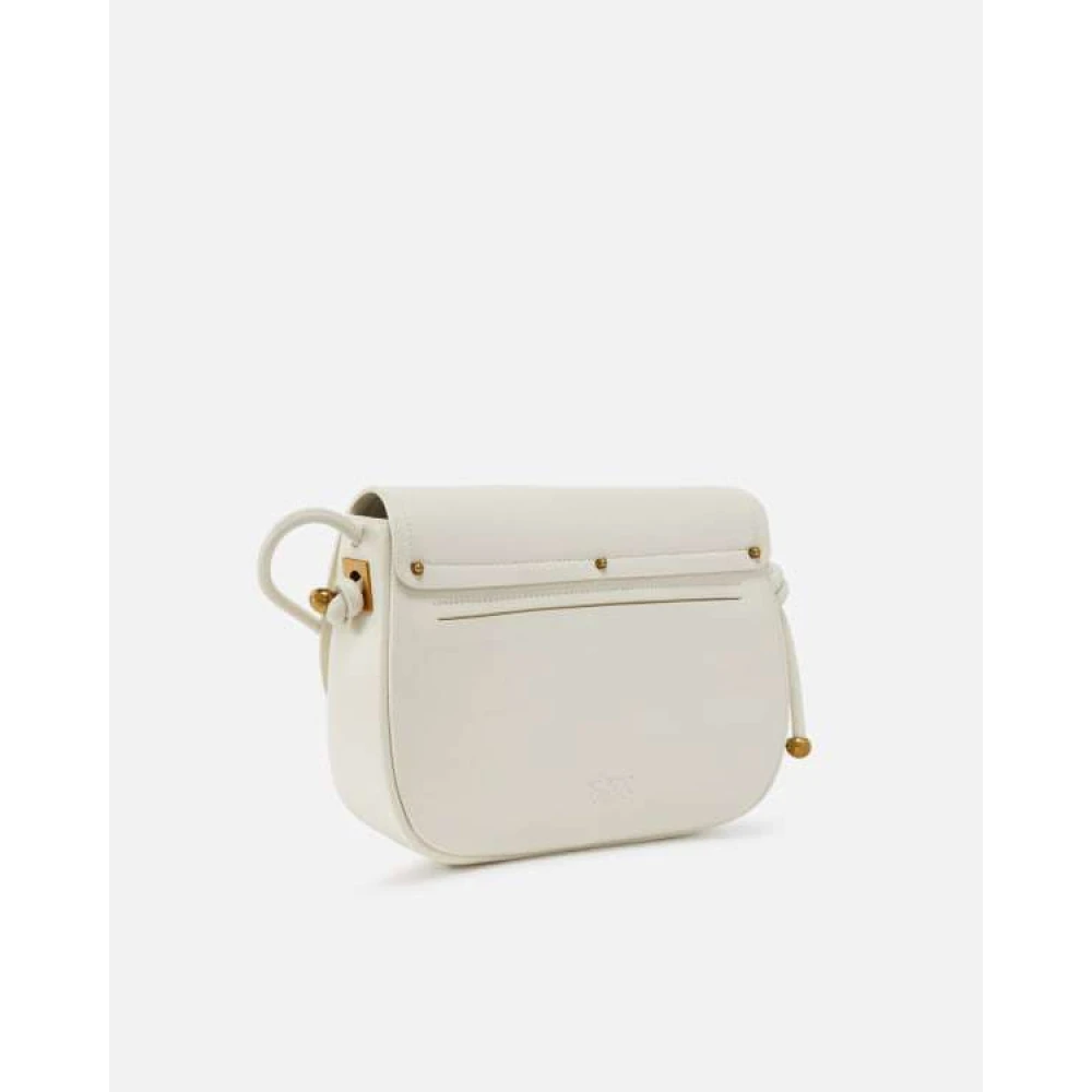 pinko Klassieke Leren Zadeltas White Dames