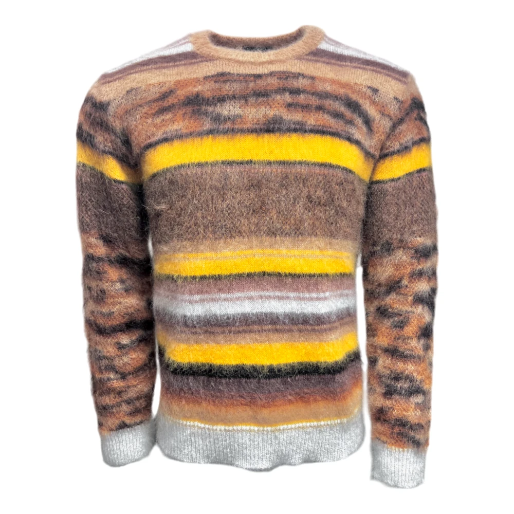 Roberto Collina Gestreepte Mohair Nylon Wol Trui Multicolor Heren