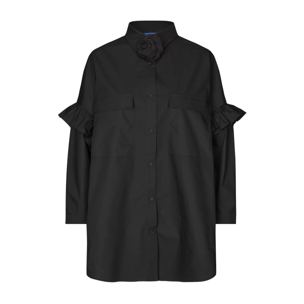 Cras Zwarte Bloemenshirt met Oversized Pasvorm Black Dames