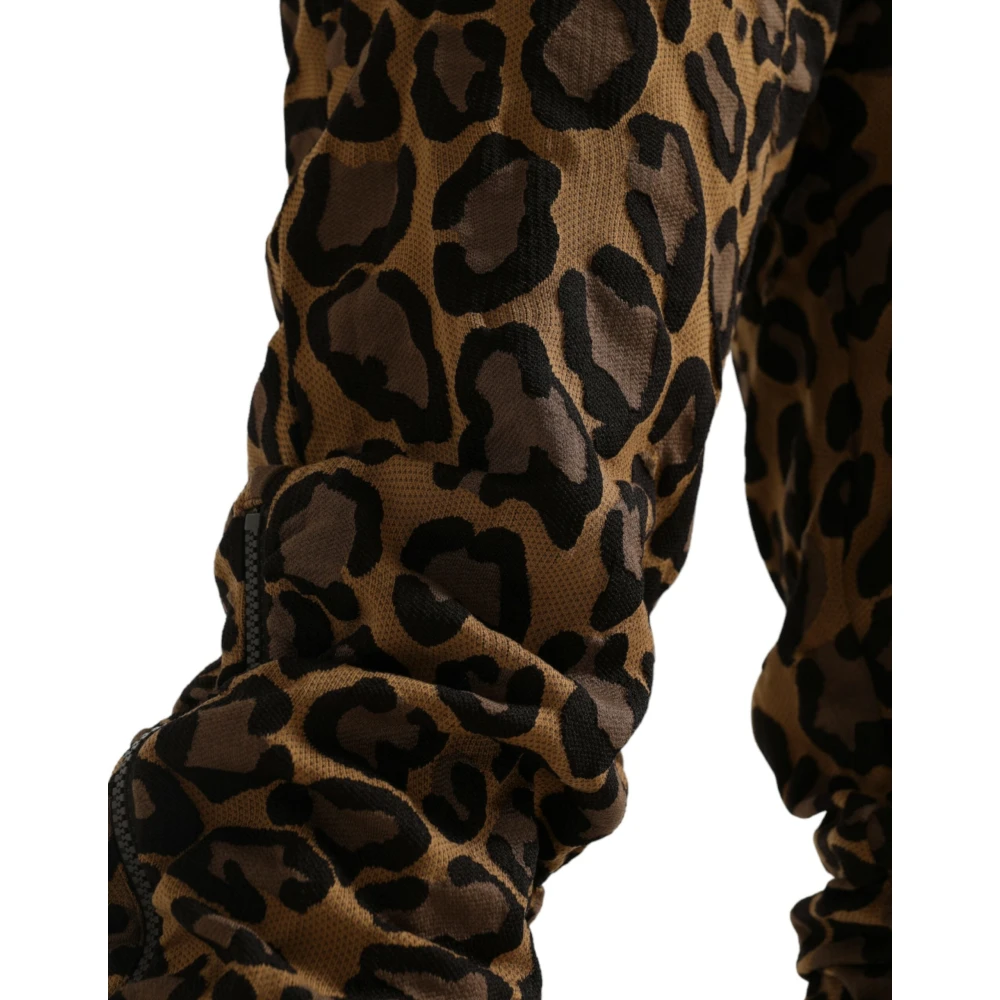 Dolce & Gabbana Leopard Print Jogger Broek Chic Stijl Brown Heren