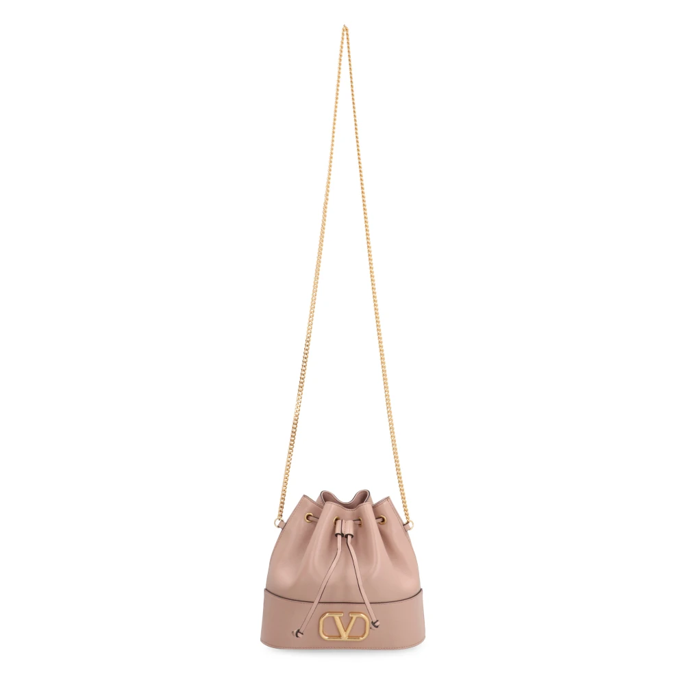 Valentino VLogo Signature Leren bucket tas Black Dames