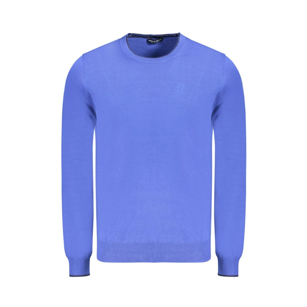 North Sails Men's Blue Round-Neck Knitwear, L, Cotton Crewneck Jumper