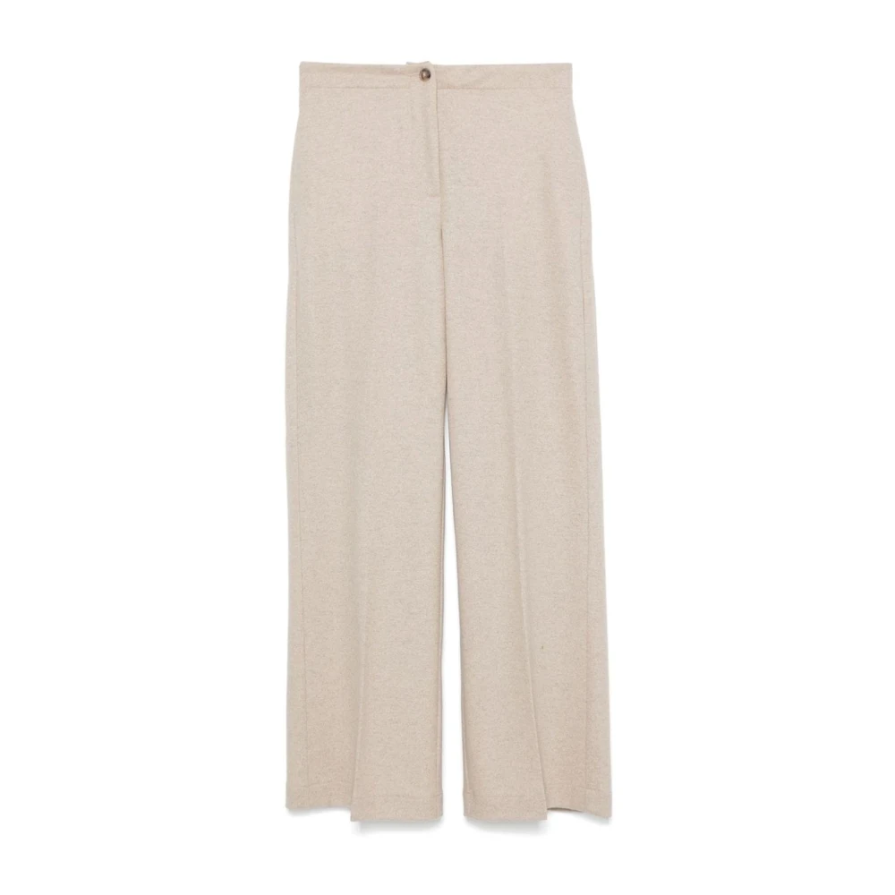 Seventy Gebreide Wollen Broek Grijs Beige Dames