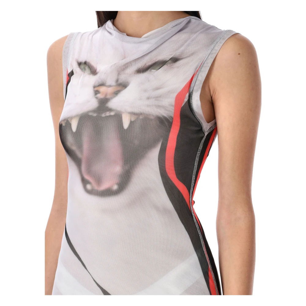 Ottolinger Kattenprint Maxi Mesh Jurk White Dames