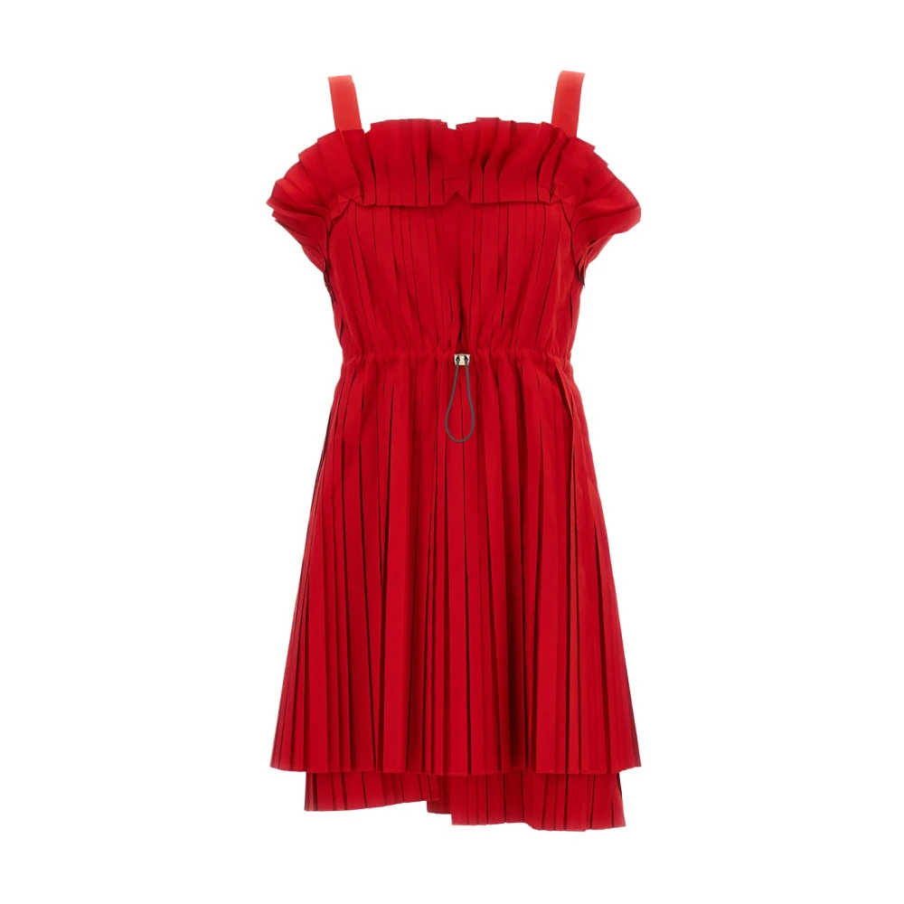 Fendi Women's Red Pleated Faille Mini Dress - Short Dresses - S - Dresses