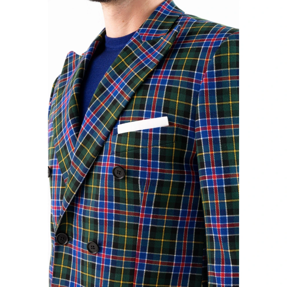 Corsinelabedoli Geruite Print Double-Breasted Jas Multicolor Heren