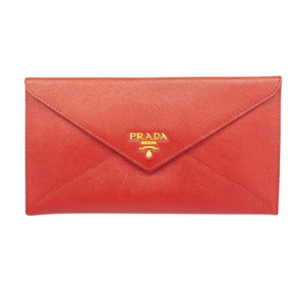 Prada Vintage Pre-owned Leather wallets Red Heren