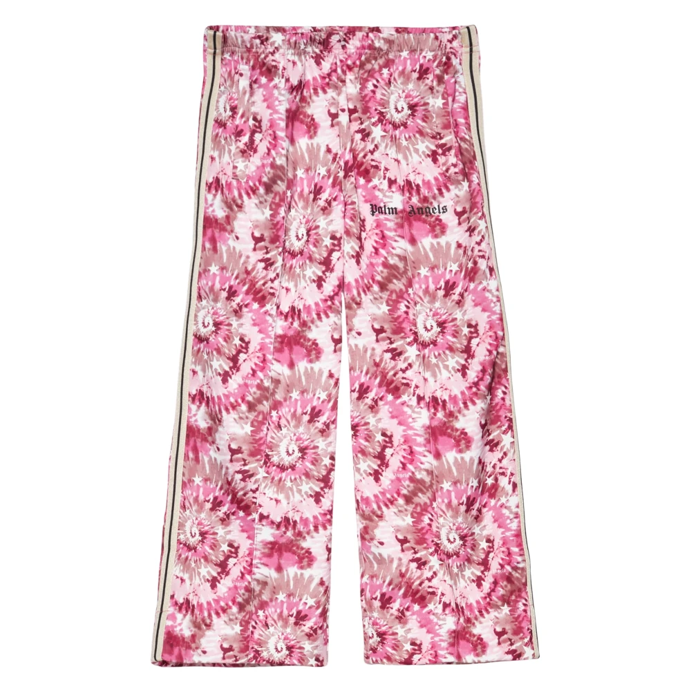 Palm Angels Girls Pink Sweatpants, 10 Y, Aop Tie-Dye Wide Track Trousers