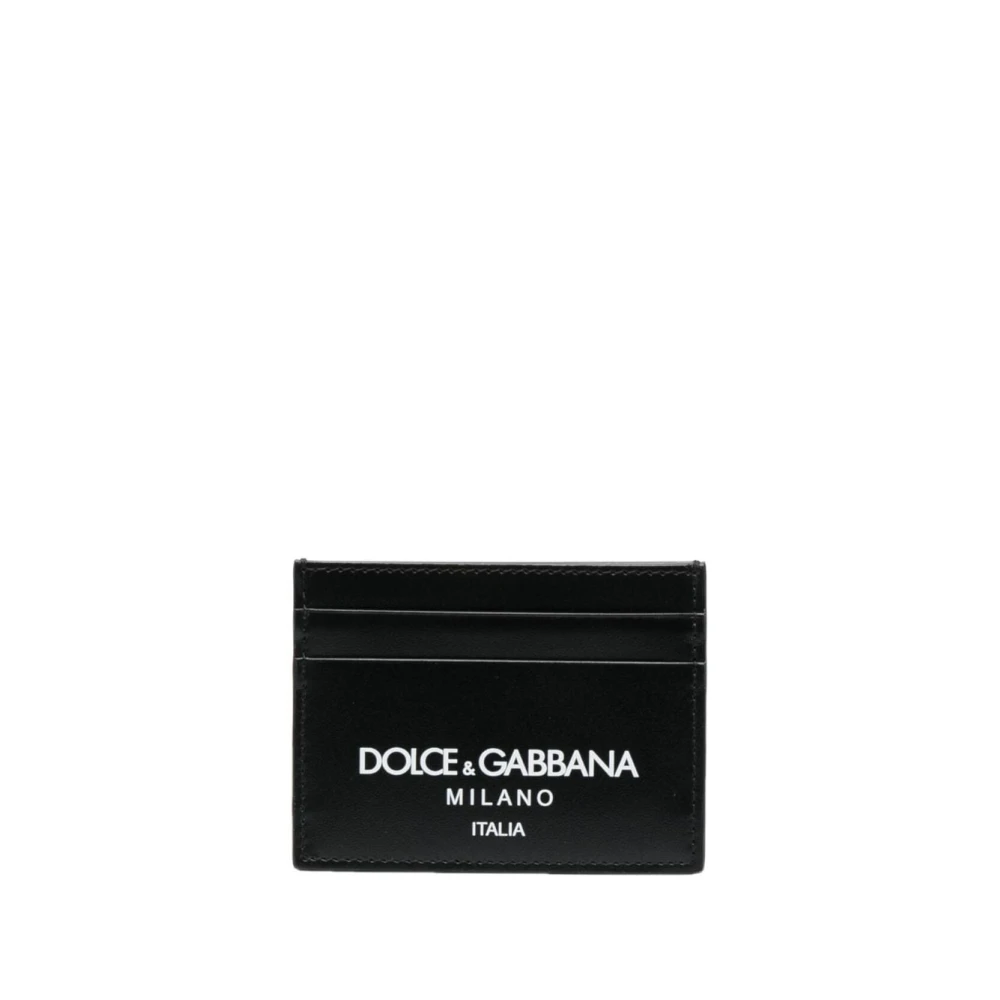 Dolce & Gabbana Zwarte Leren Kaarthouder Clutch Black Heren