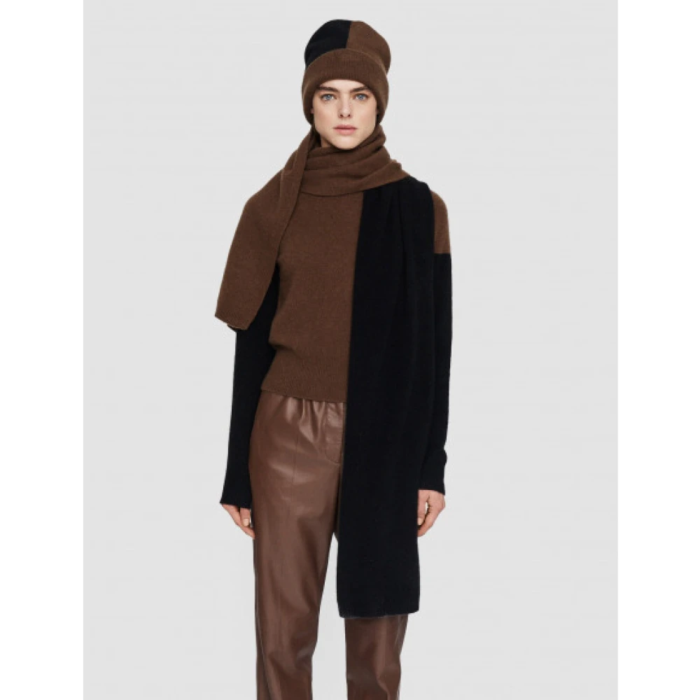 joseph Zachte Geborstelde Kasjmier Colorblock Sjaal Brown Dames