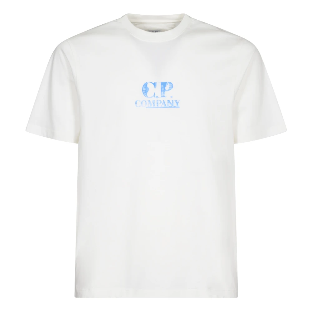 C.P. Company Wit T-shirt met Geschilderd Logo White Heren