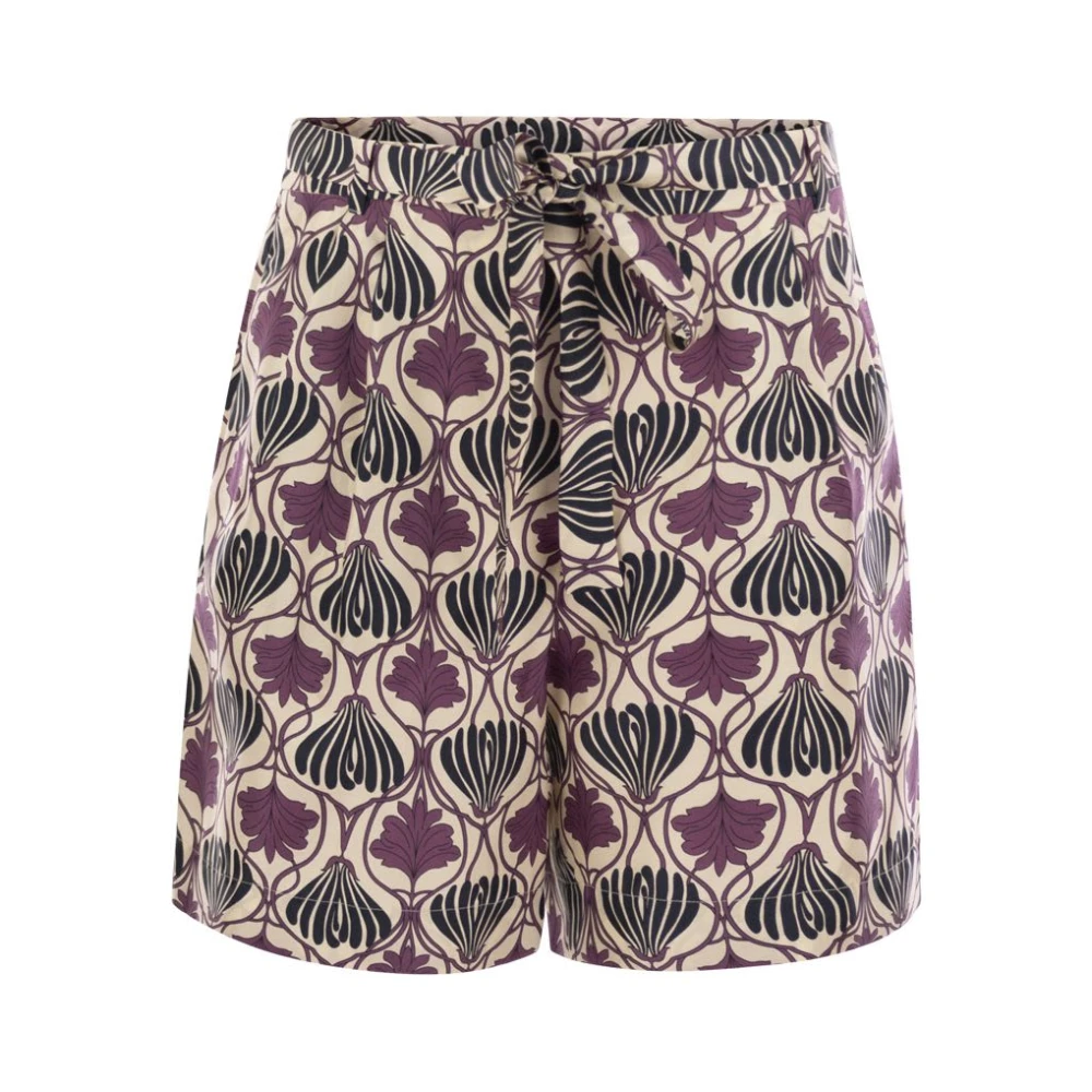 Max Mara Vrouw Multicolor Korte Broeken Dames, Veelkleurig, 2XS, Metello Printed Silk Fluid Short Broeken