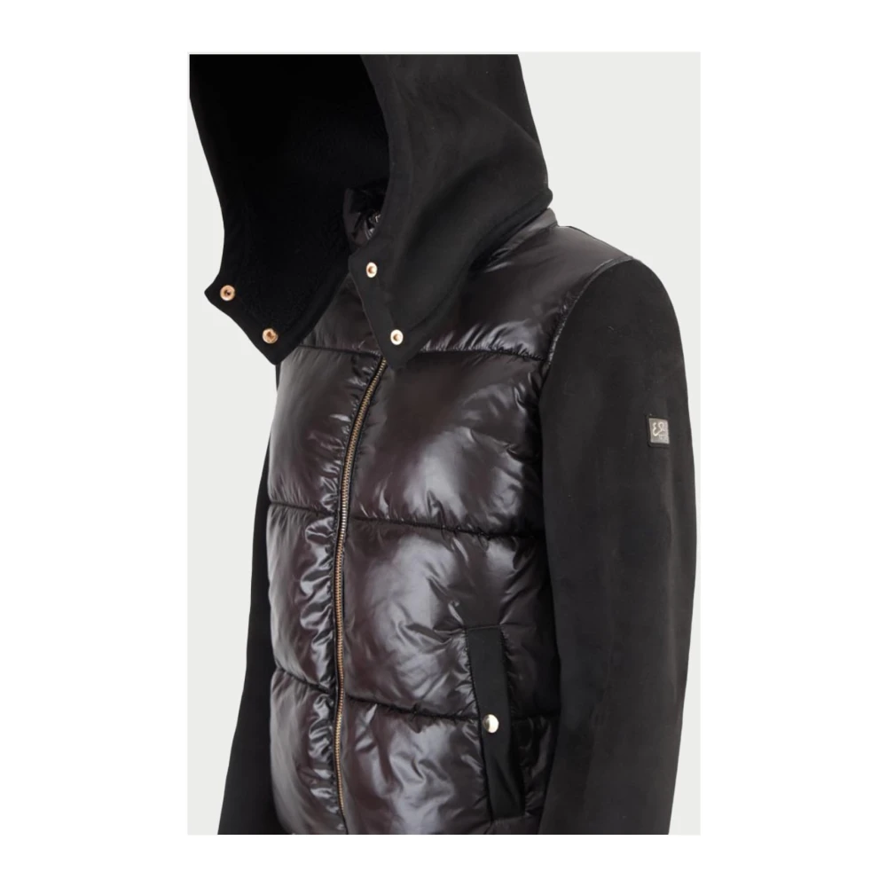 YES ZEE Zwarte Gewatteerde Teddy Hoodie Jas Black Dames
