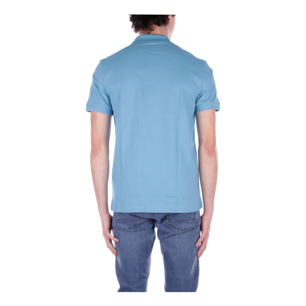 Hugo Boss Blauw Logo Voorkant Knoop Polo Shirt Blue Heren