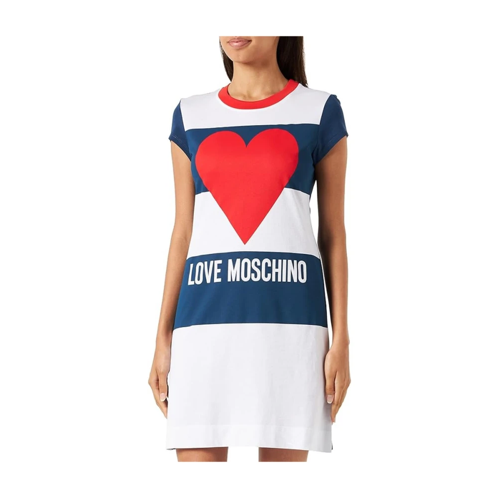 Moschino Katoenen jurk met ronde halslijn Multicolor Dames