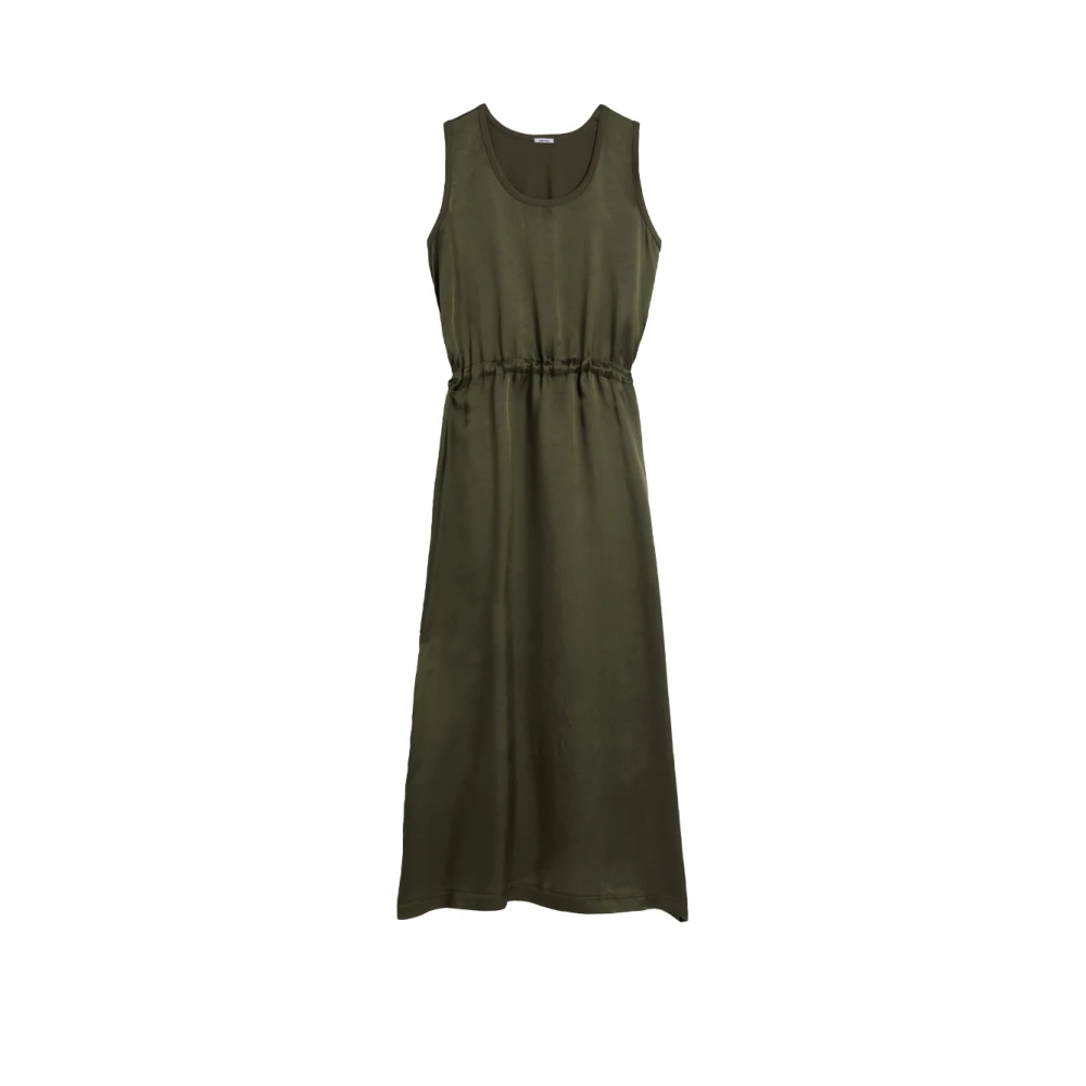 Aspesi Katoenen Lange Jurk Mouwloos Elastische Taille Green Dames