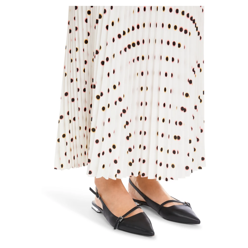 Marc Cain Maxi Plooirok met Polka Dot Print White Dames