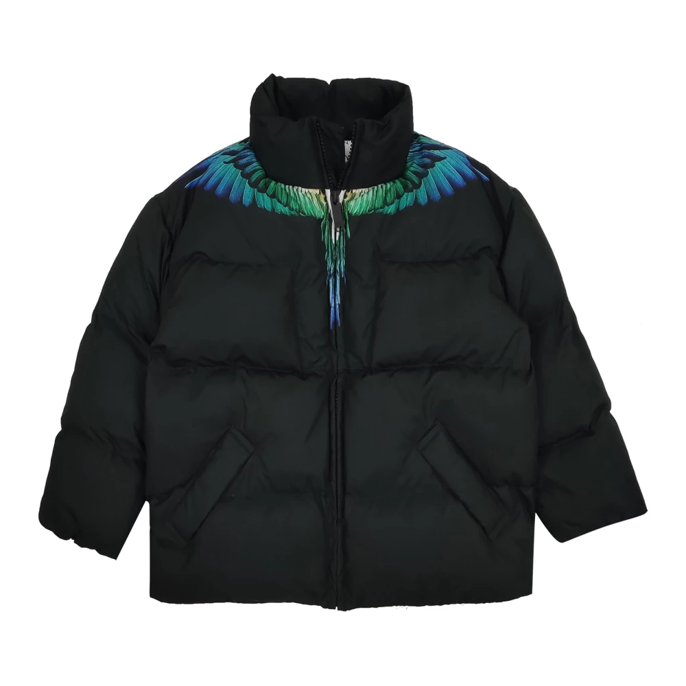 Marcelo Burlon Boys Black Winter Jackets, 8 Y, Giubbino In Nylon