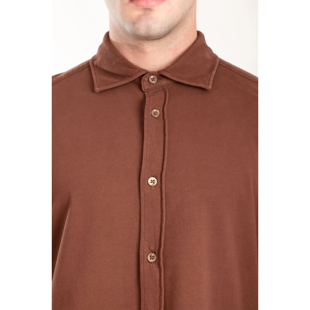 Circolo 1901 Zachte Jersey Shirt met Cashmere Touch Brown Heren