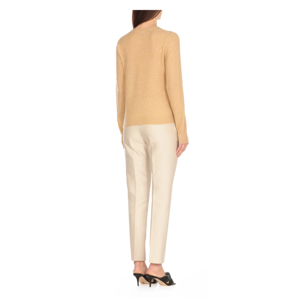 Fabiana Filippi Paillet Beige Vest Ronde Hals Sweater Beige Dames