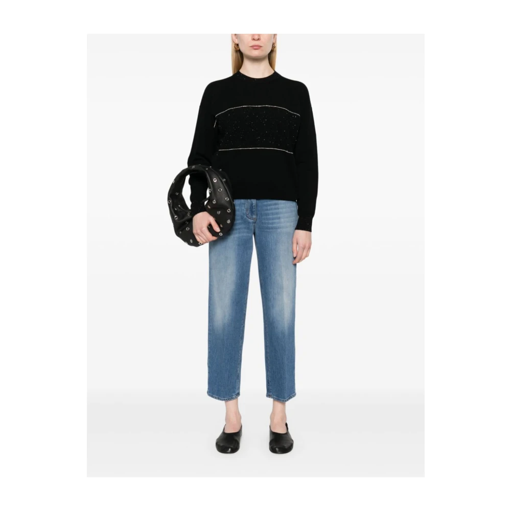PESERICO Stijlvolle Gebreide Top Black Dames