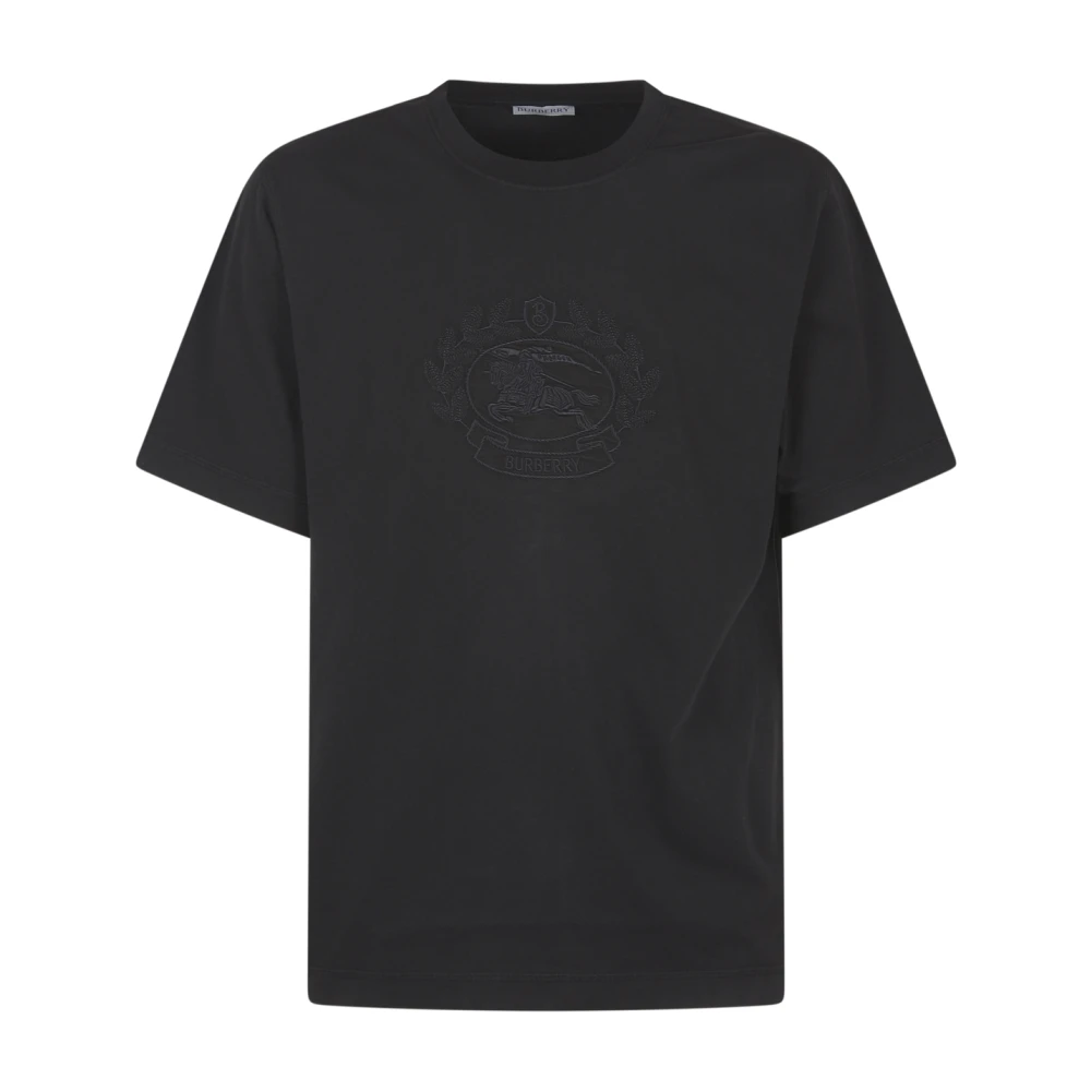 Burberry T-shirt met Equestrian Knight Design Embleem Black Heren
