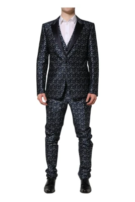 Blå MARTINI Star Jacquard 3-delat kostym