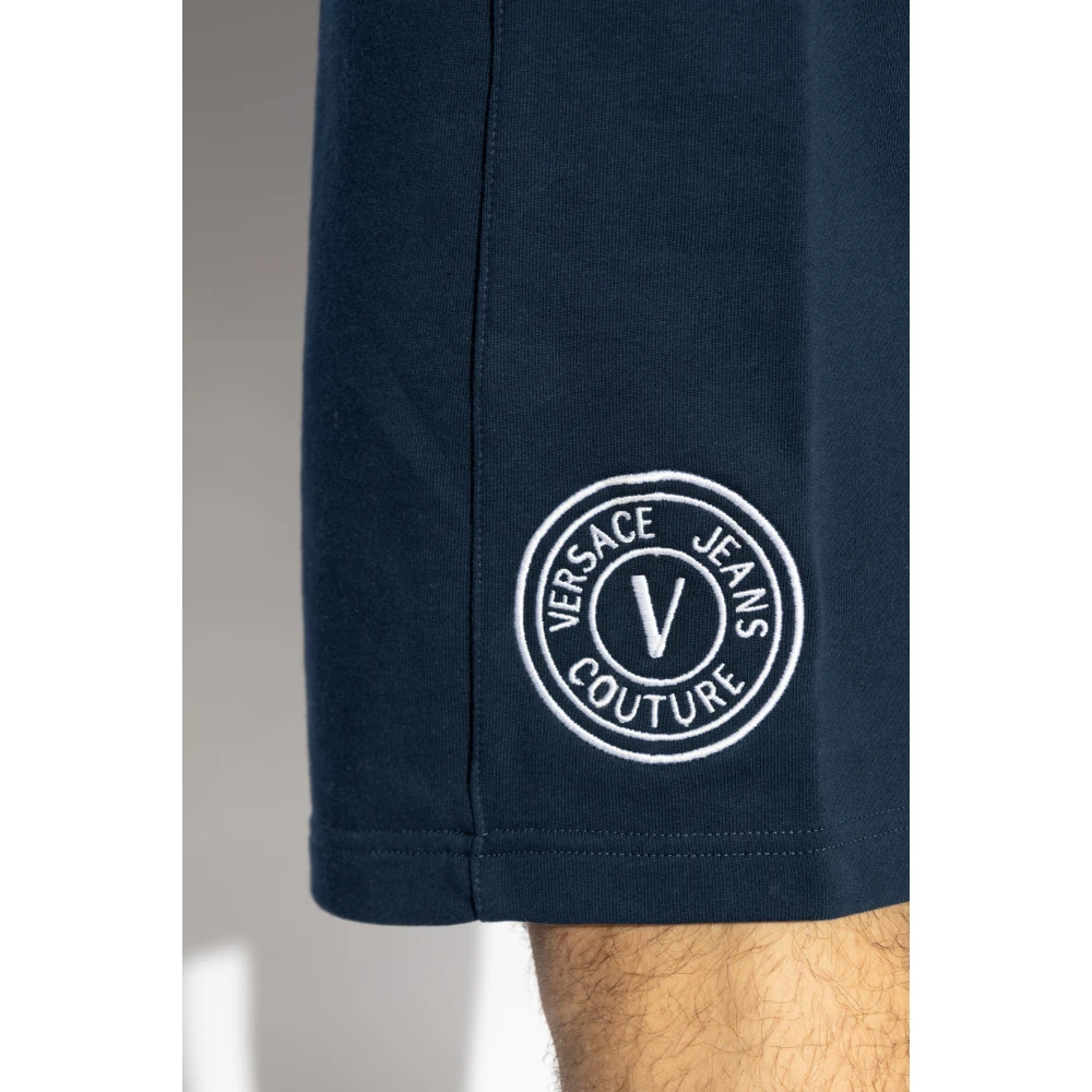 Versace Jeans Couture Shorts met geborduurd logo Blue Heren