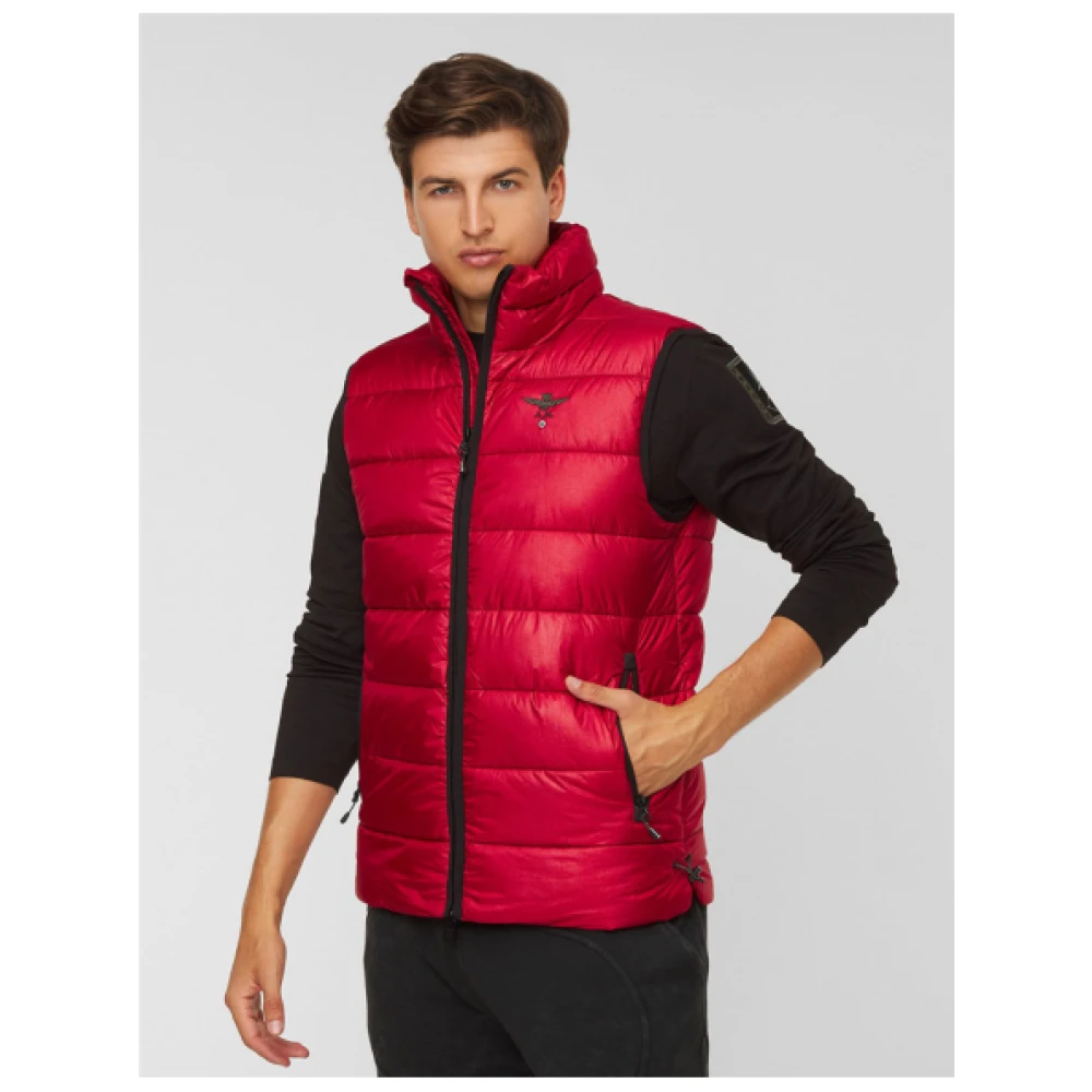 aeronautica militare Gewatteerd mouwloos vest met glinsterend effect Red Heren