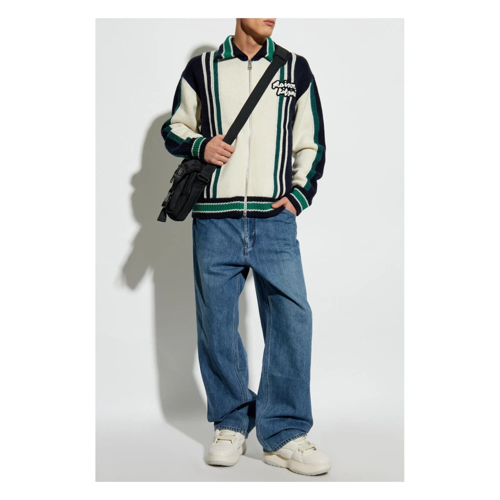 Maison Kitsuné Intarsia Gebreid Jack Gestreepte Kraag Multicolor Heren