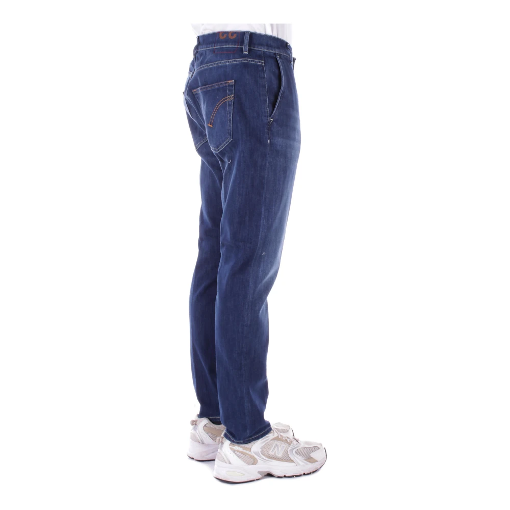 Dondup Blauwe Logo Jeans Regular Fit Blue Heren