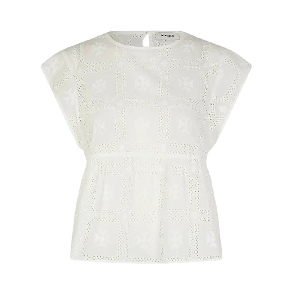 Modström Vit Broderi Anglaise Hollyn-topp White, Dam