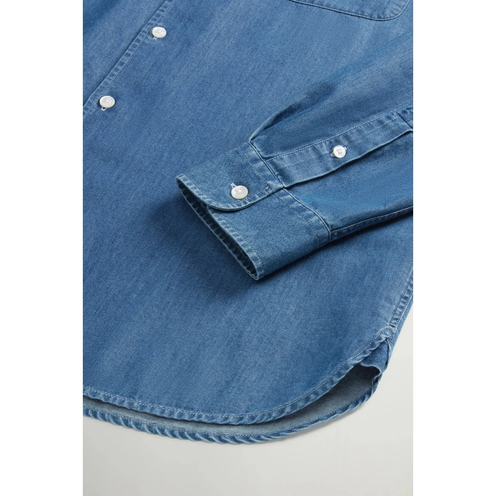 Woolrich Katoenen Casual Shirt met Zak Blue Heren