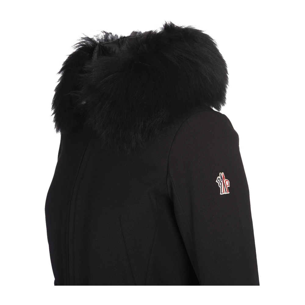 Moncler Zwarte Bauges donsjack met Shearling zoom Black Dames