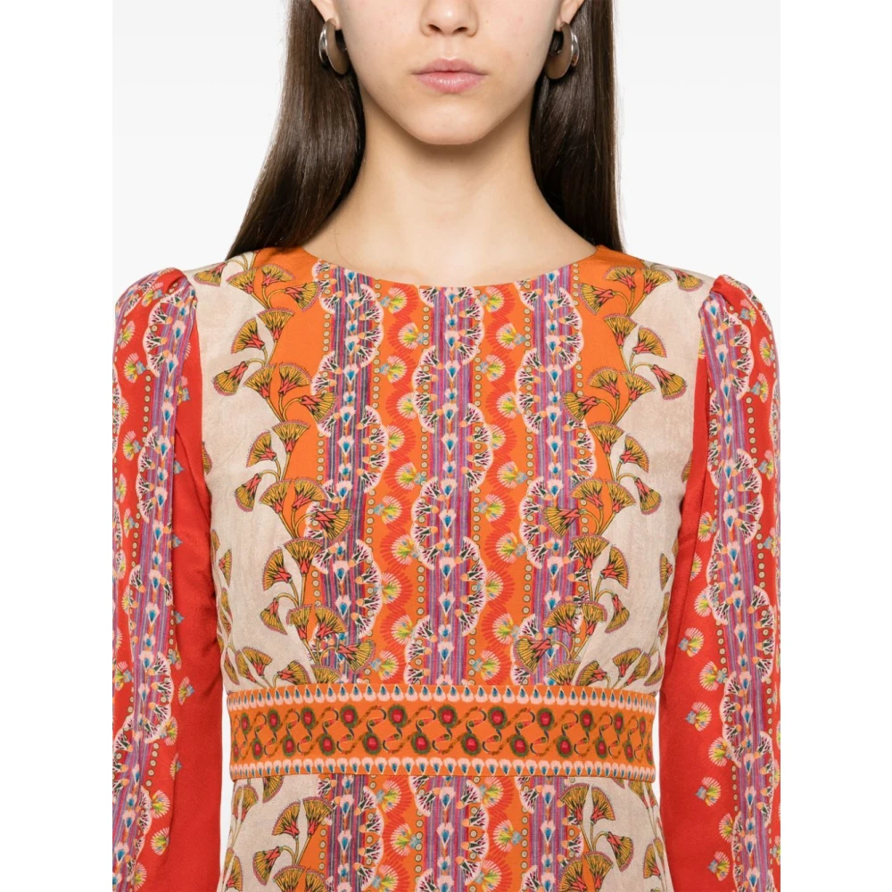 Saloni Papyrus Pillar Mini Jurk Red Dames