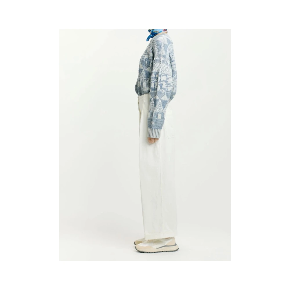 Momoni Sculpturale Wide Leg Denim Broek White Dames