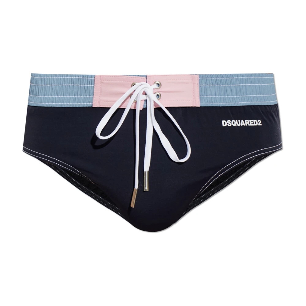 Dsquared2 Mannelijk Blauw Badmode Heren, L, Leer, Zwemshorts