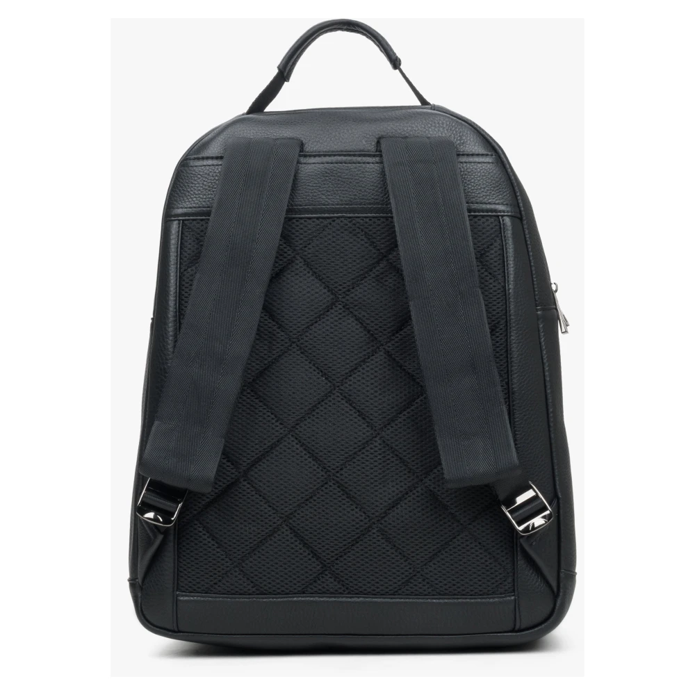 Estro Heren Zwarte Urban Rugzak gemaakt van Echt Leer ES8 Er00114199 Black Heren