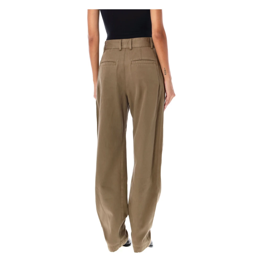 Isabel marant Bronze Groene Katoenen Hoge Taille Broek Brown Dames