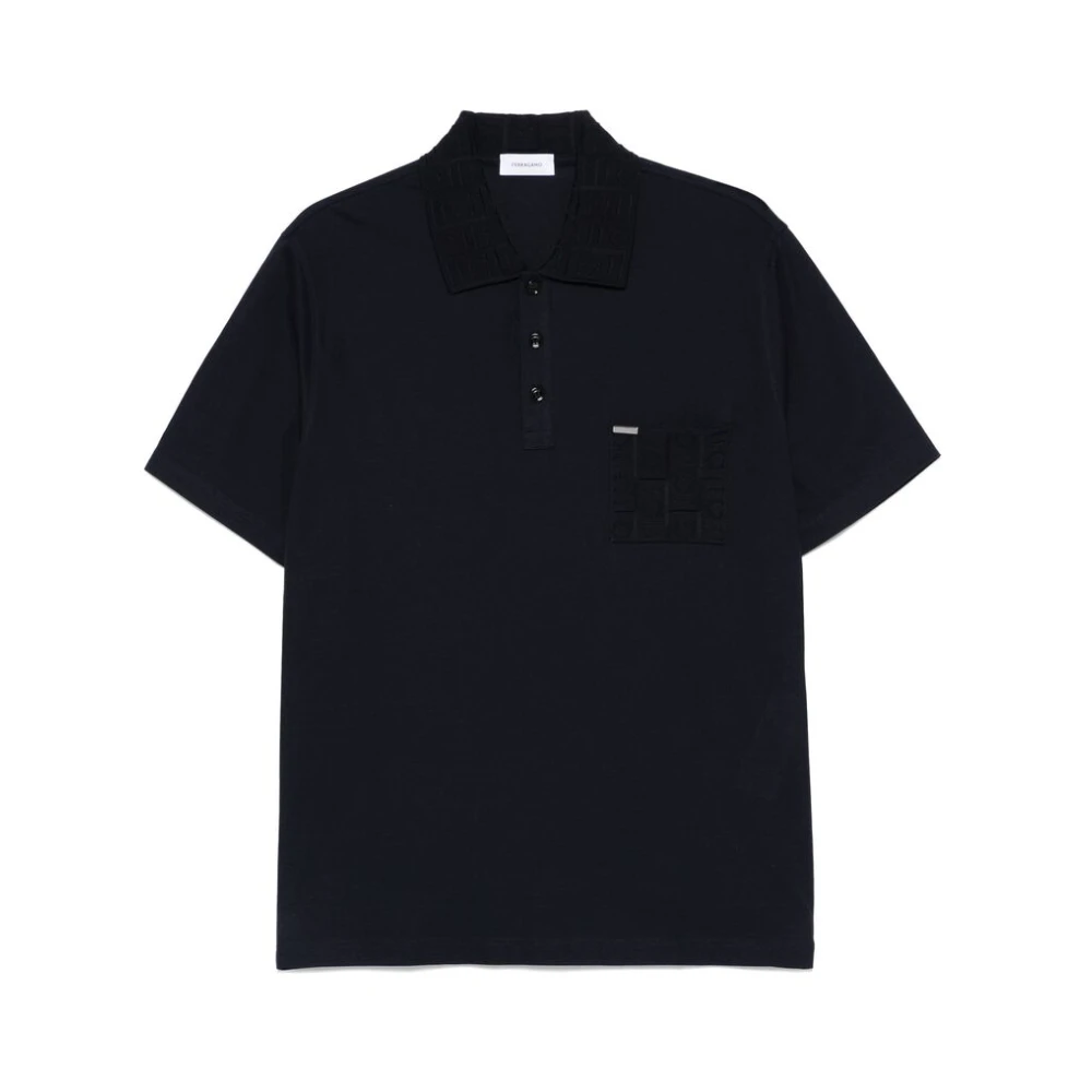 Salvatore Ferragamo Navy Blue Sweater met Logo Patch Blue Heren