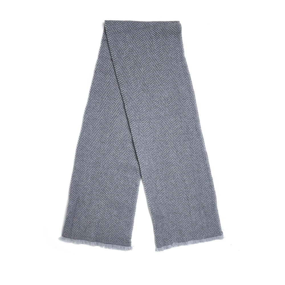BRUNELLO CUCINELLI Grijze Cashmere Sjaal met Franjes Gray Heren