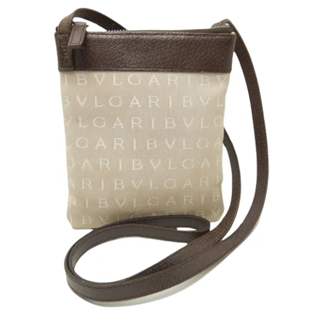 Bvlgari Vintage Pre-owned Canvas shoulder-bags Beige Dames