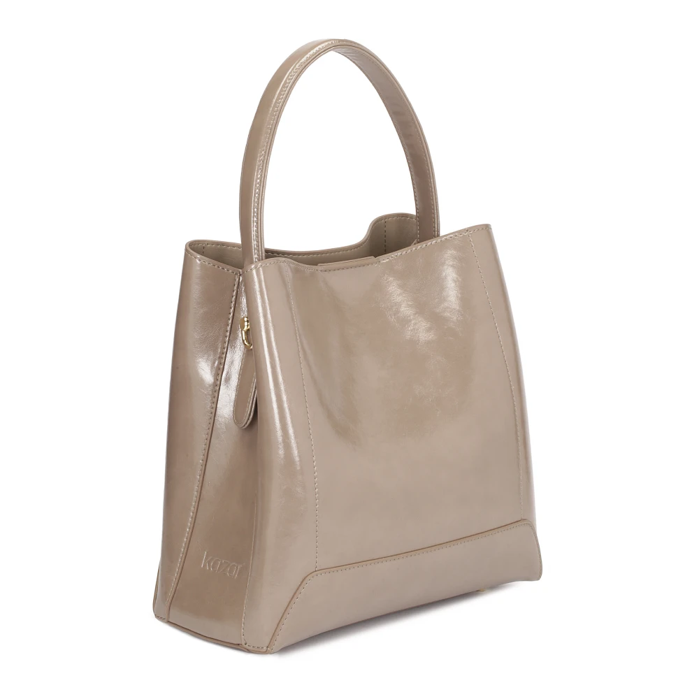 Kazar Grijze leren handtas met elegant slot Beige Dames
