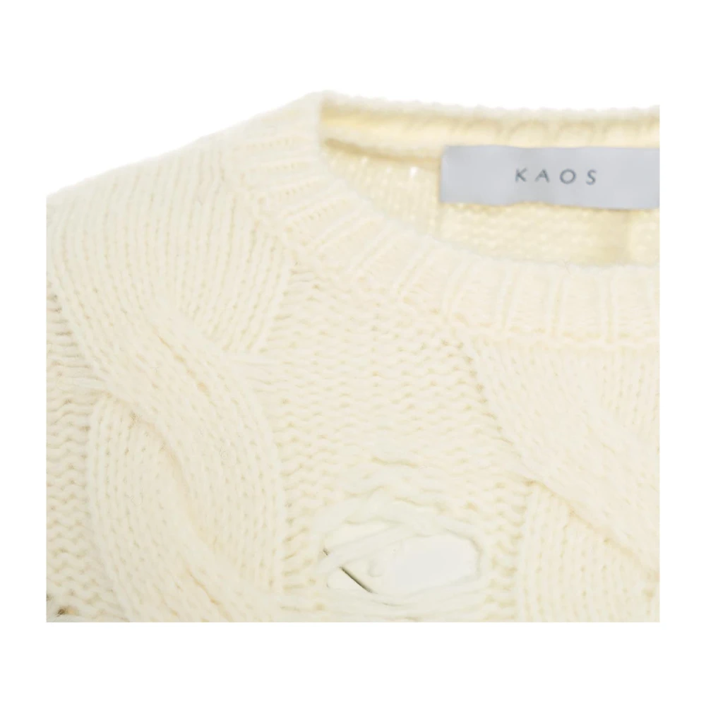 Kaos Witte Open Gebreide Trui Aw24 White Dames