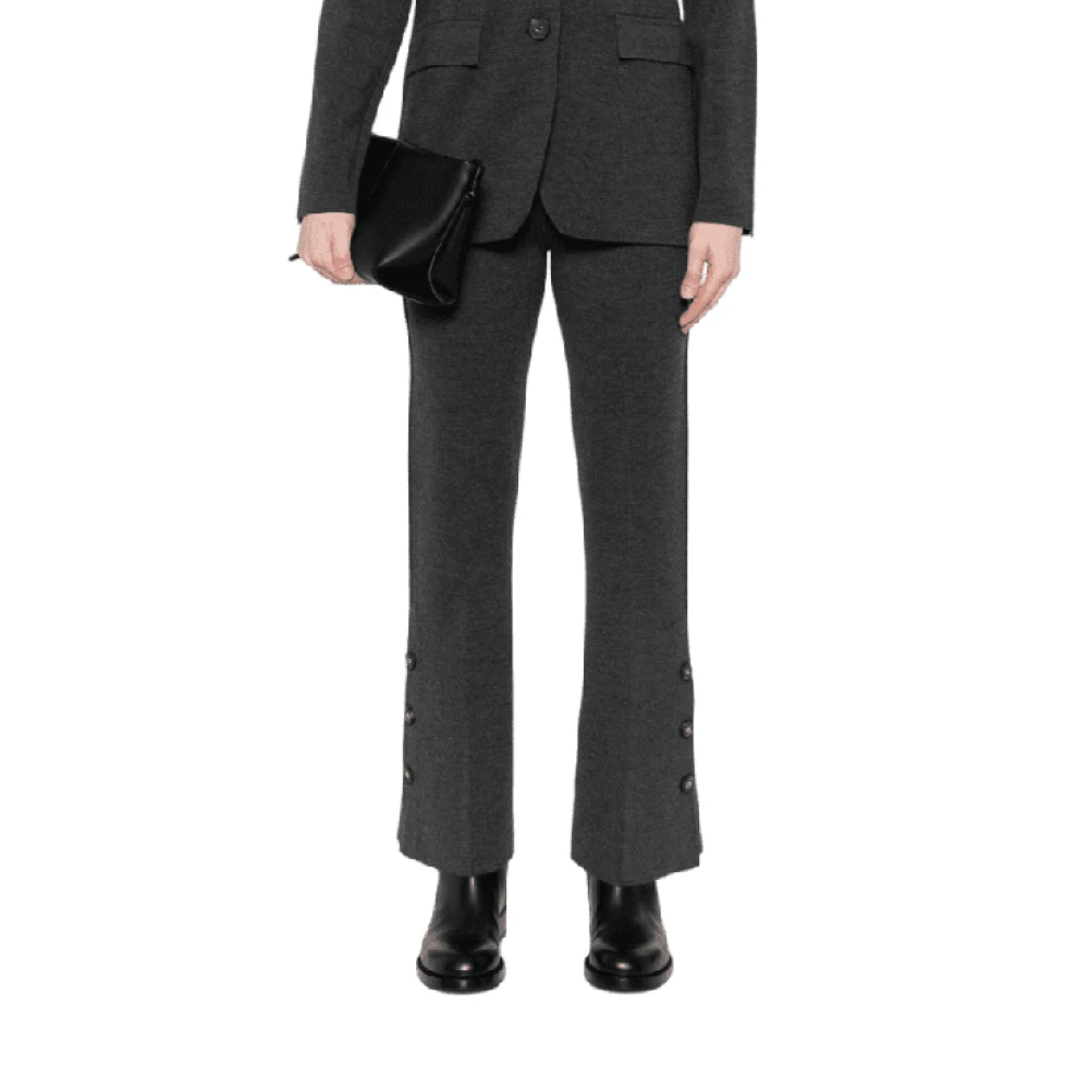 Twinset Antracietgrijze wollen broek met elastische taille Gray Dames